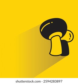 mushroom icon with drop shadow on yellow background