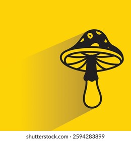 mushroom icon with drop shadow on yellow background