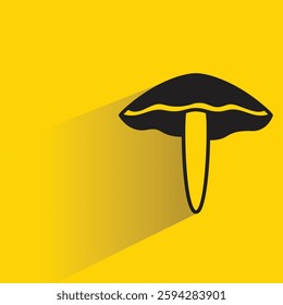 mushroom icon with drop shadow on yellow background