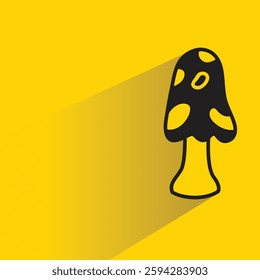 mushroom icon with drop shadow on yellow background