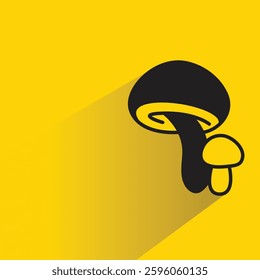 mushroom icon with drop shadow on yellow background