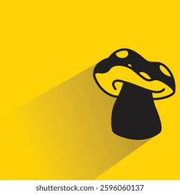 mushroom icon with drop shadow on yellow background