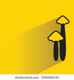 mushroom icon with drop shadow on yellow background