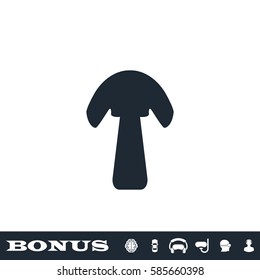Mushroom icon flat. Black pictogram on white background. Vector illustration symbol and bonus button