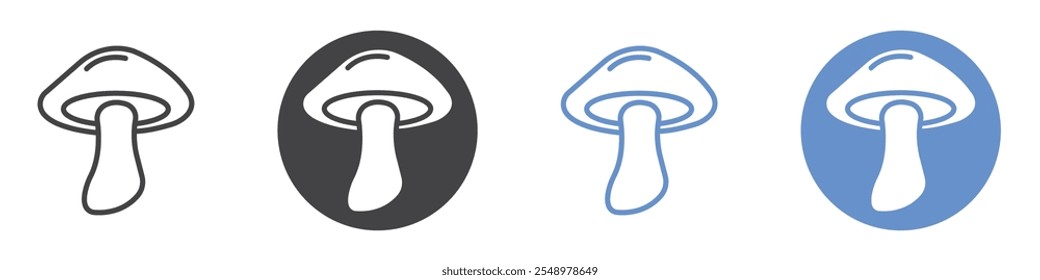 Mushroom icon flat line symbol set.