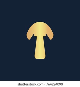 Mushroom icon flat. Simple gold pictogram on dark background. Vector illustration symbol