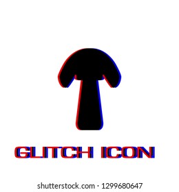 Mushroom icon flat. Simple pictogram - Glitch effect. Vector illustration symbol