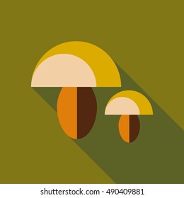 Mushroom icon in flat style isolated with long shadow vector illustration
