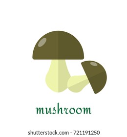 Mushroom icon in flat style isolated on white background.  Vegetable from the farm. Organic food. Vector illustration.