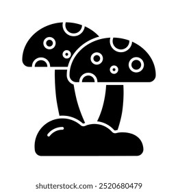 Mushroom icon. mushroom, fungi, fungus, muscaria, amanita, nature, autumn, forest. Vector icon illustration