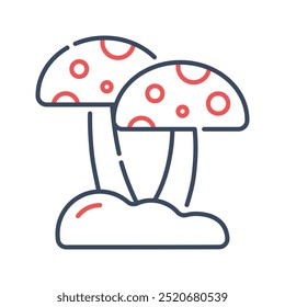 Mushroom icon. mushroom, fungi, fungus, muscaria, amanita, nature, autumn, forest. Vector icon illustration