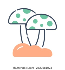 Mushroom icon. mushroom, fungi, fungus, muscaria, amanita, nature, autumn, forest. Vector icon illustration