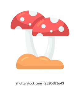 Mushroom icon. mushroom, fungi, fungus, muscaria, amanita, nature, autumn, forest. Vector icon illustration