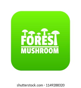 Mushroom icon green vector isolated on white background