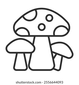Mushroom icon, Healthy food, Fruit and vegetable symbol outline icon, editable vector illustration and transparent graphic element. Isolated on white background