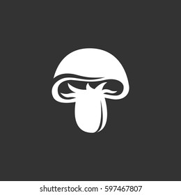 Mushroom icon illustration isolated on black background. Mushroom vector logo. Flat design style. Modern vector pictogram, sign, symbol for web graphics - stock vector