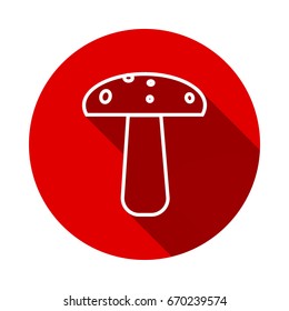 mushroom icon isolated on red background with long shadow. flat icon