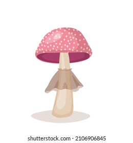 Mushroom icon isolated on white background. Cute fairy mushrooms. Template vector illustration for packaging, banner, card and other design. Food concept.