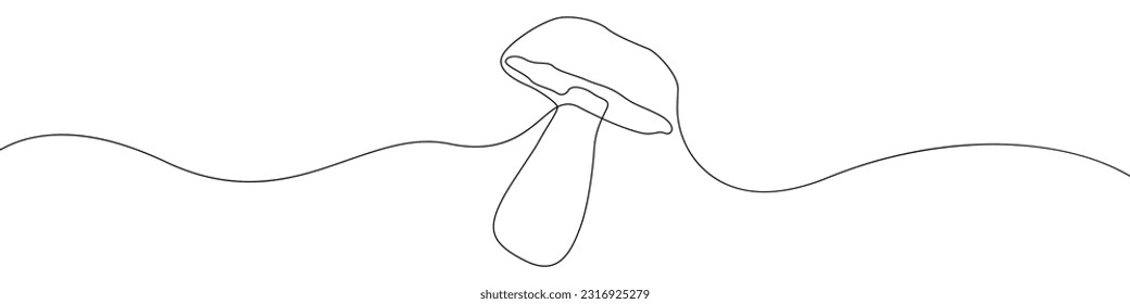 Mushroom icon line continuous drawing vector. One line Champignon vector background. Half a mushroom icon. Continuous outline of a Mushroom.