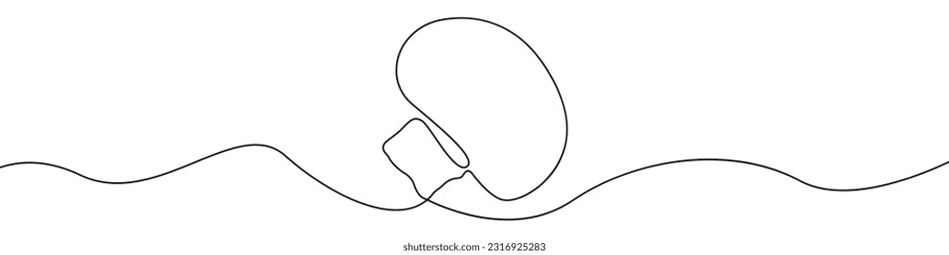 Mushroom icon line continuous drawing vector. One line Champignon vector background. Half a mushroom icon. Continuous outline of a Mushroom.