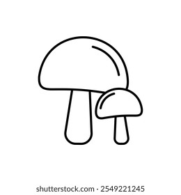 mushroom icon, line vector isolated on white background. trendy and modern design