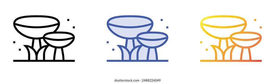 mushroom icon. Linear, Blue Fill and Gradient Style Design Isolated On White Background