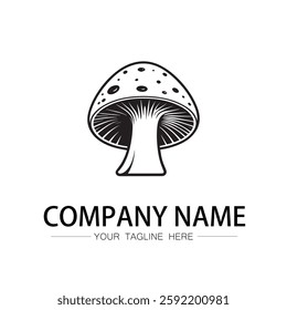mushroom icon logo vector image black and white illustration