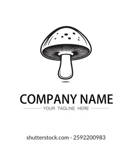 mushroom icon logo vector image black and white illustration