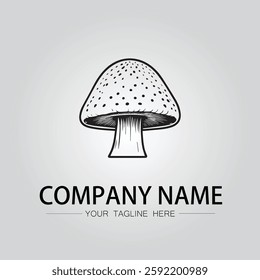 mushroom icon logo vector image black and white illustration