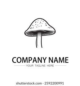mushroom icon logo vector image black and white illustration