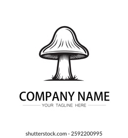mushroom icon logo vector image black and white illustration