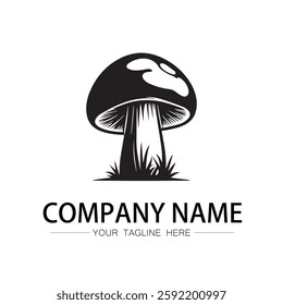 mushroom icon logo vector image black and white illustration