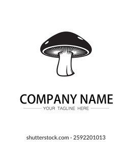 mushroom icon logo vector image black and white illustration
