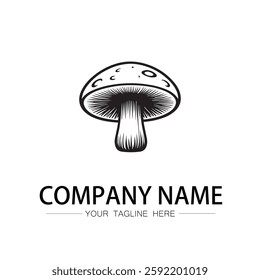 mushroom icon logo vector image black and white illustration