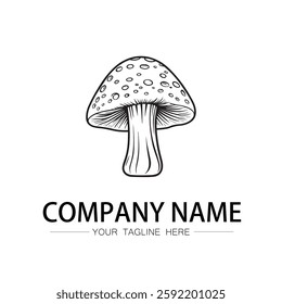 mushroom icon logo vector image black and white illustration