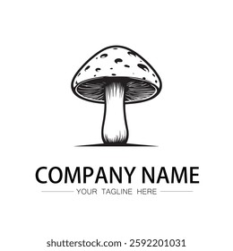 mushroom icon logo vector image black and white illustration
