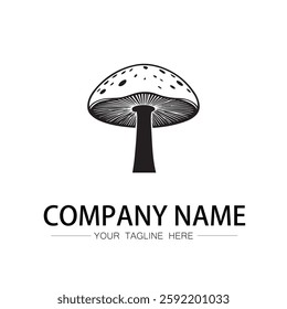 mushroom icon logo vector image black and white illustration