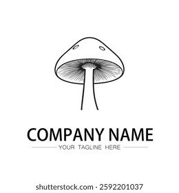 mushroom icon logo vector image black and white illustration
