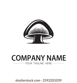 mushroom icon logo vector image black and white illustration