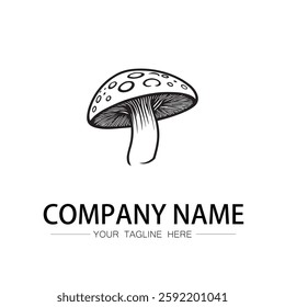 mushroom icon logo vector image black and white illustration