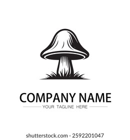 mushroom icon logo vector image black and white illustration