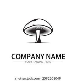 mushroom icon logo vector image black and white illustration