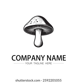 mushroom icon logo vector image black and white illustration