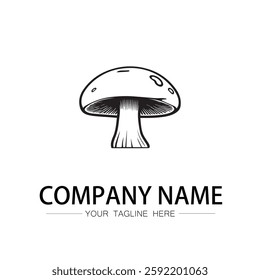 mushroom icon logo vector image black and white illustration