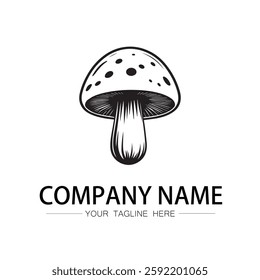 mushroom icon logo vector image black and white illustration