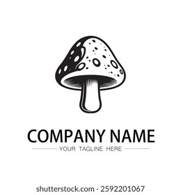 mushroom icon logo vector image black and white illustration