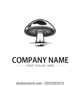 mushroom icon logo vector image black and white illustration