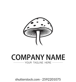 mushroom icon logo vector image black and white illustration