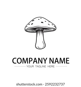 mushroom icon logo vector image black and white illustration