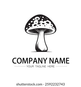 mushroom icon logo vector image black and white illustration